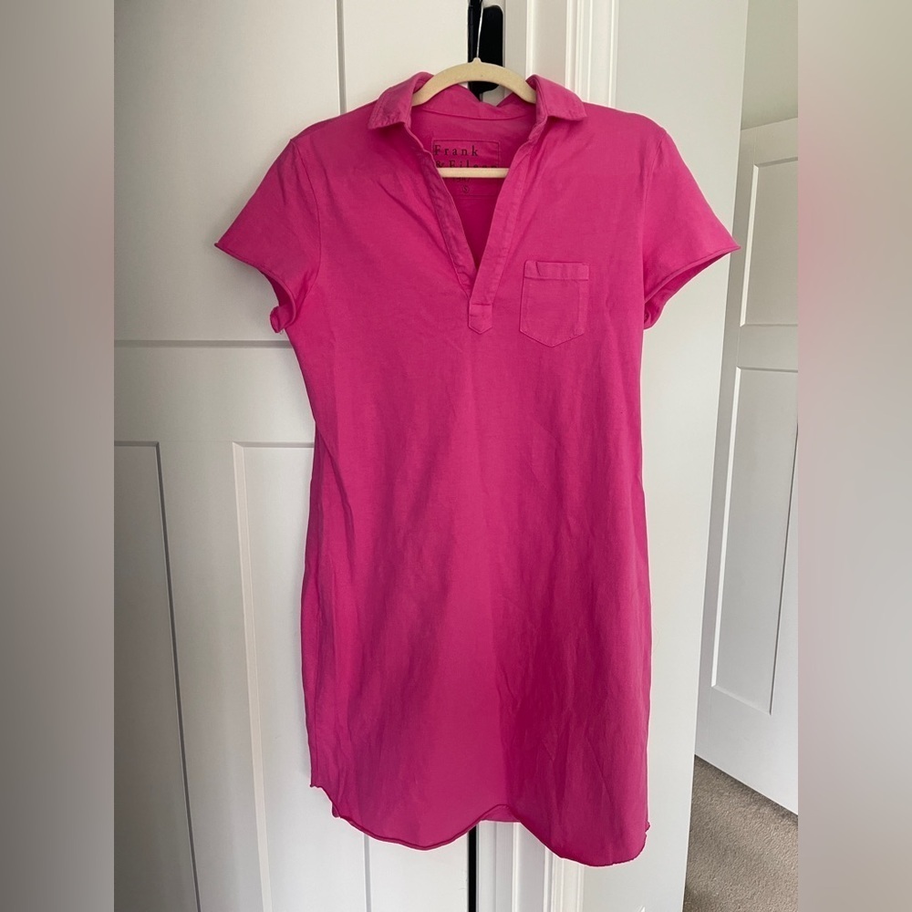 FRANK & EILEEN Lauren Polo Dress Heritage Jersey Pink Short Sleeve - Picture 2 of 5